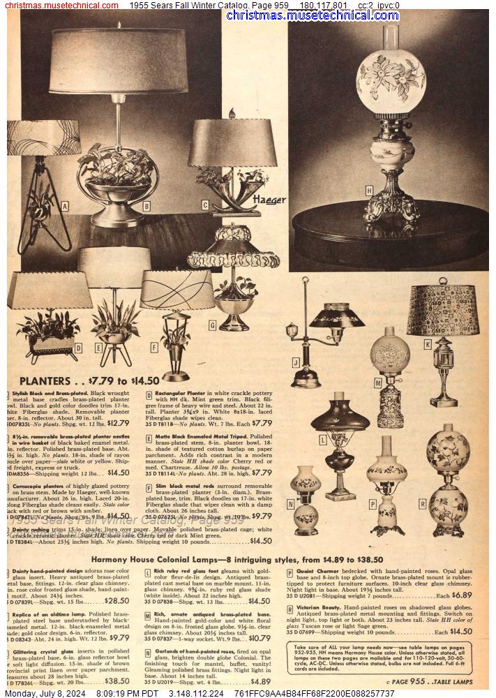 1955 Sears Fall Winter Catalog, Page 959