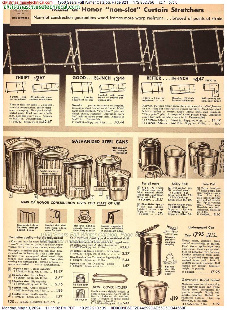 1950 Sears Fall Winter Catalog, Page 821