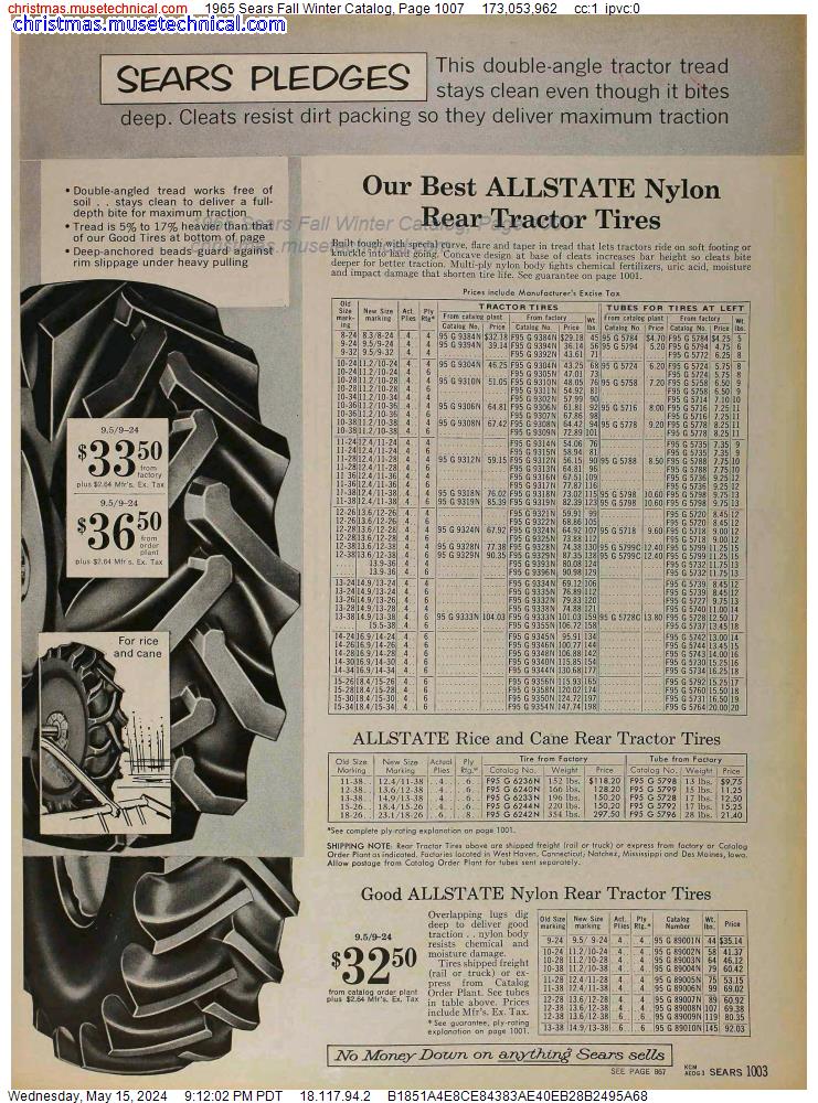 1965 Sears Fall Winter Catalog, Page 1007