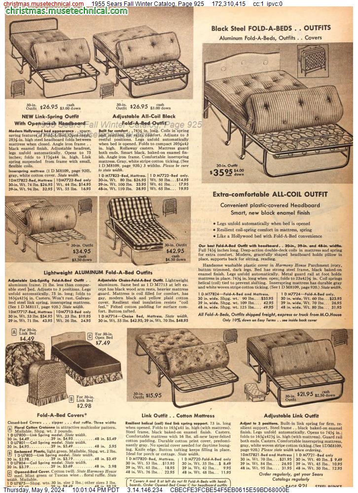 1955 Sears Fall Winter Catalog, Page 925