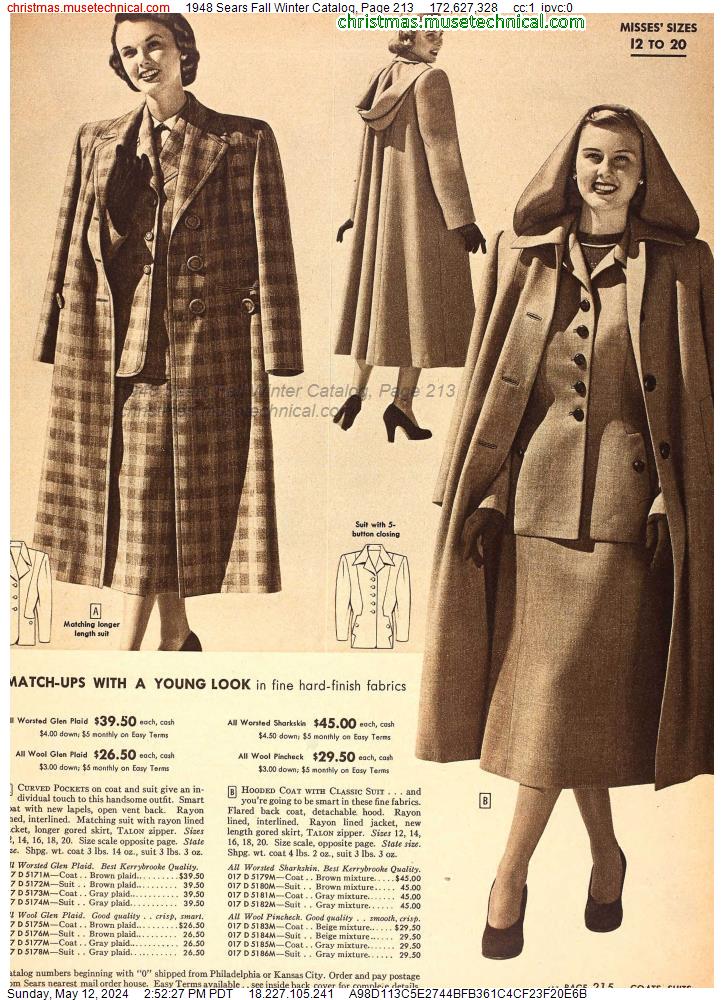 1948 Sears Fall Winter Catalog, Page 213