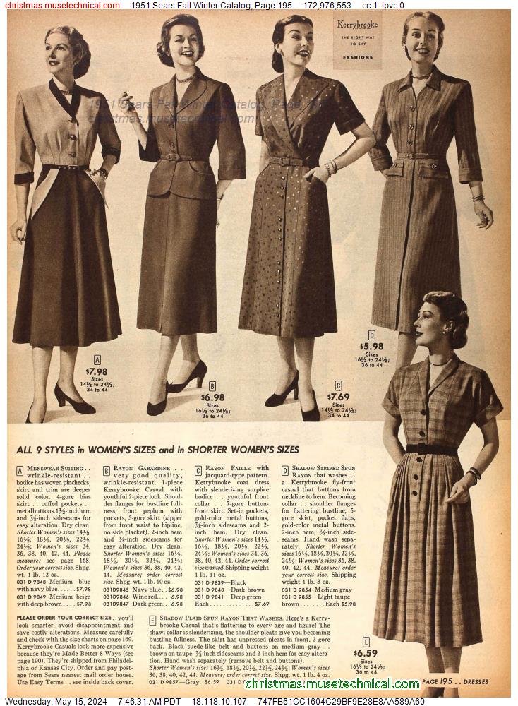 1951 Sears Fall Winter Catalog, Page 195