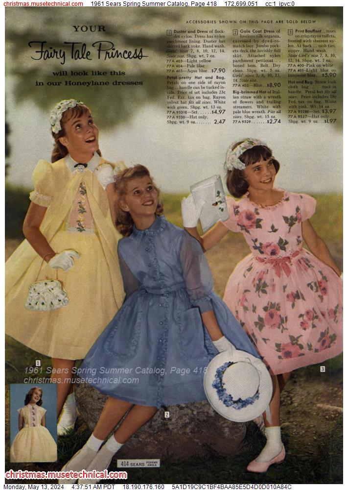 1961 Sears Spring Summer Catalog, Page 418