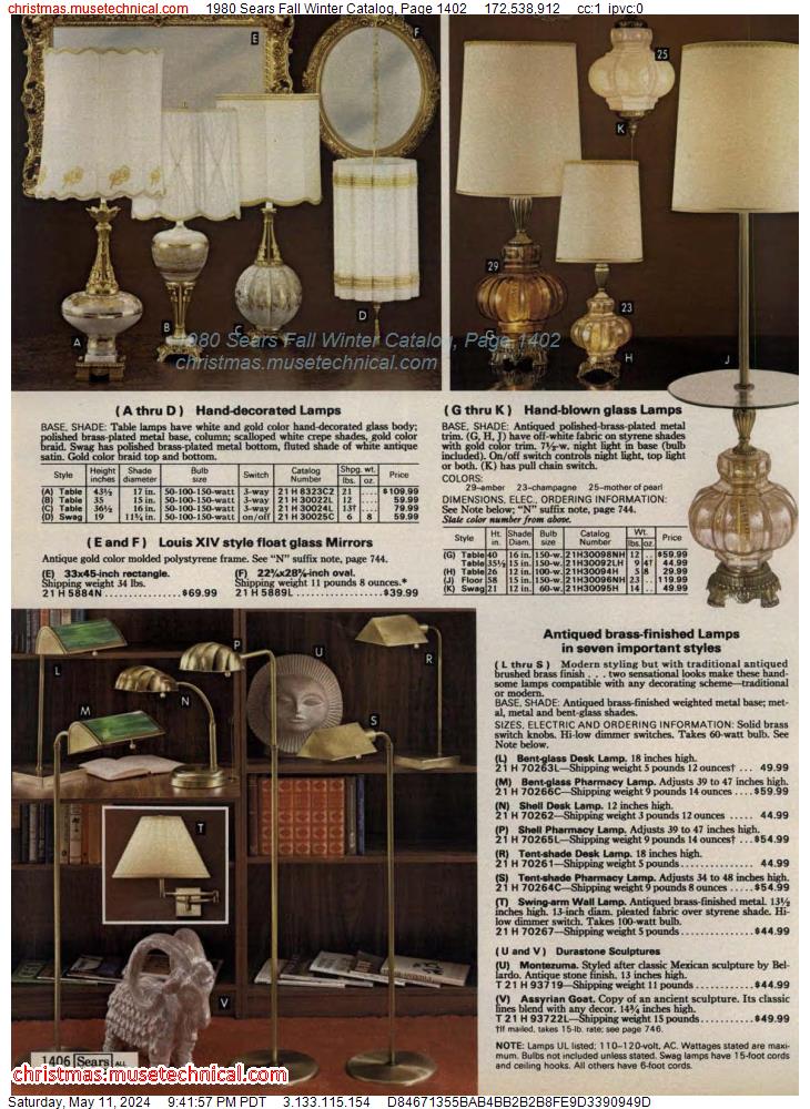1980 Sears Fall Winter Catalog, Page 1402