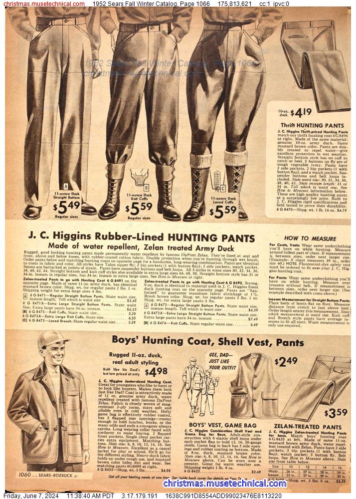 1952 Sears Fall Winter Catalog, Page 1066