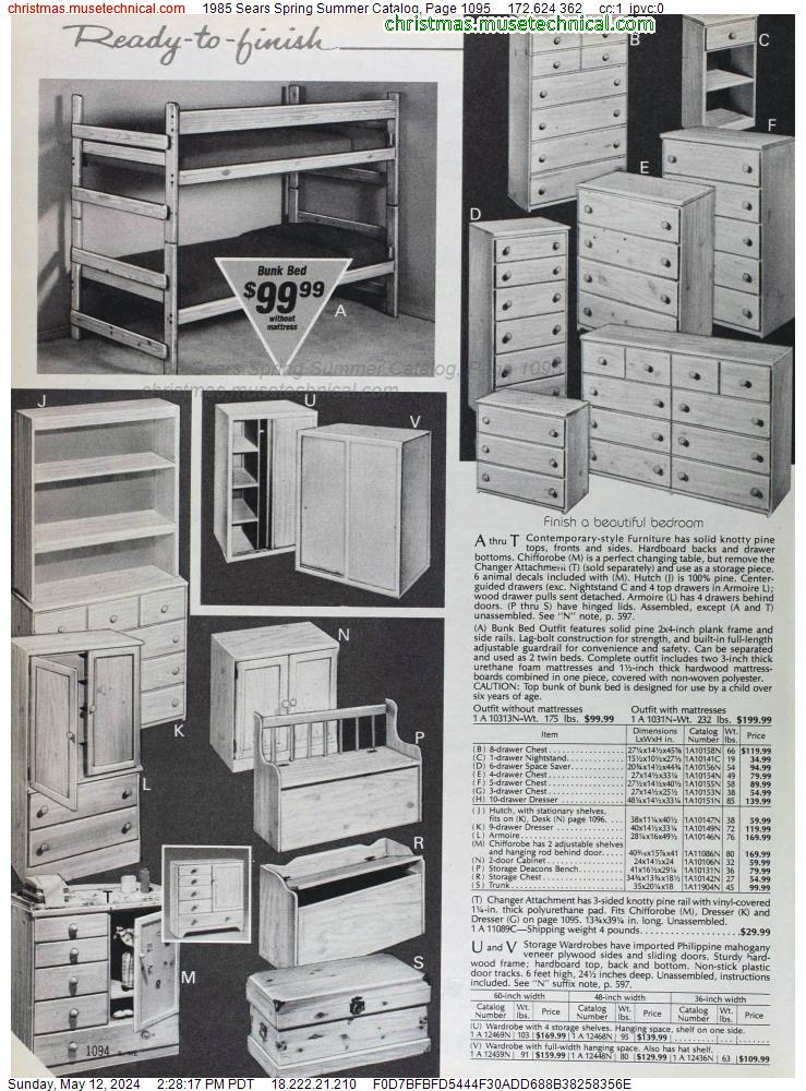 1985 Sears Spring Summer Catalog, Page 1095