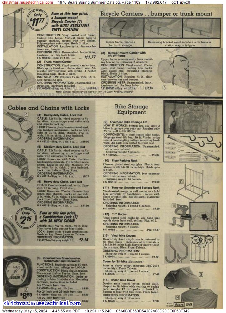 1976 Sears Spring Summer Catalog, Page 1103