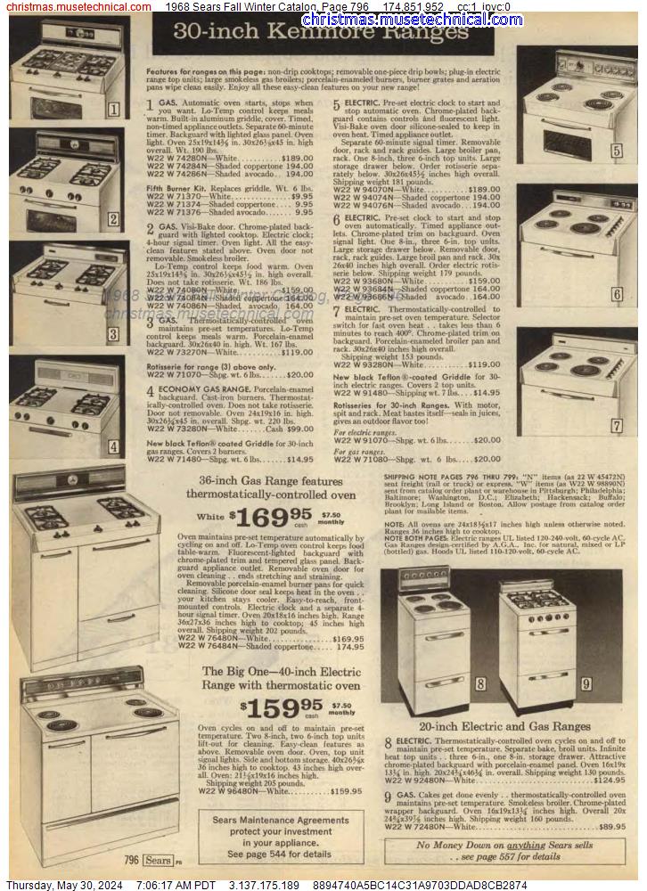 1968 Sears Fall Winter Catalog, Page 796