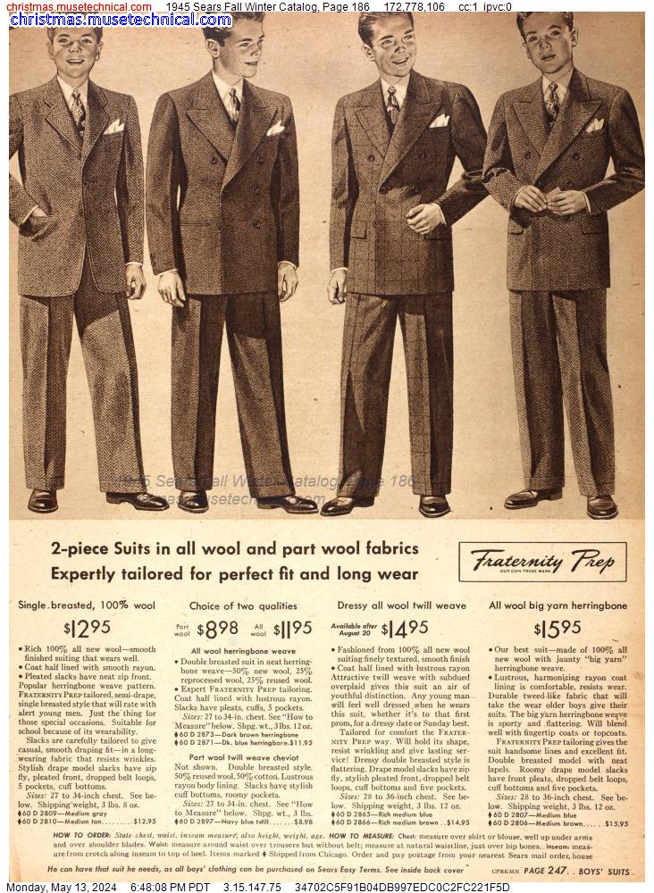 1945 Sears Fall Winter Catalog, Page 186