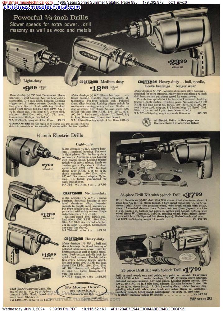 1965 Sears Spring Summer Catalog, Page 885