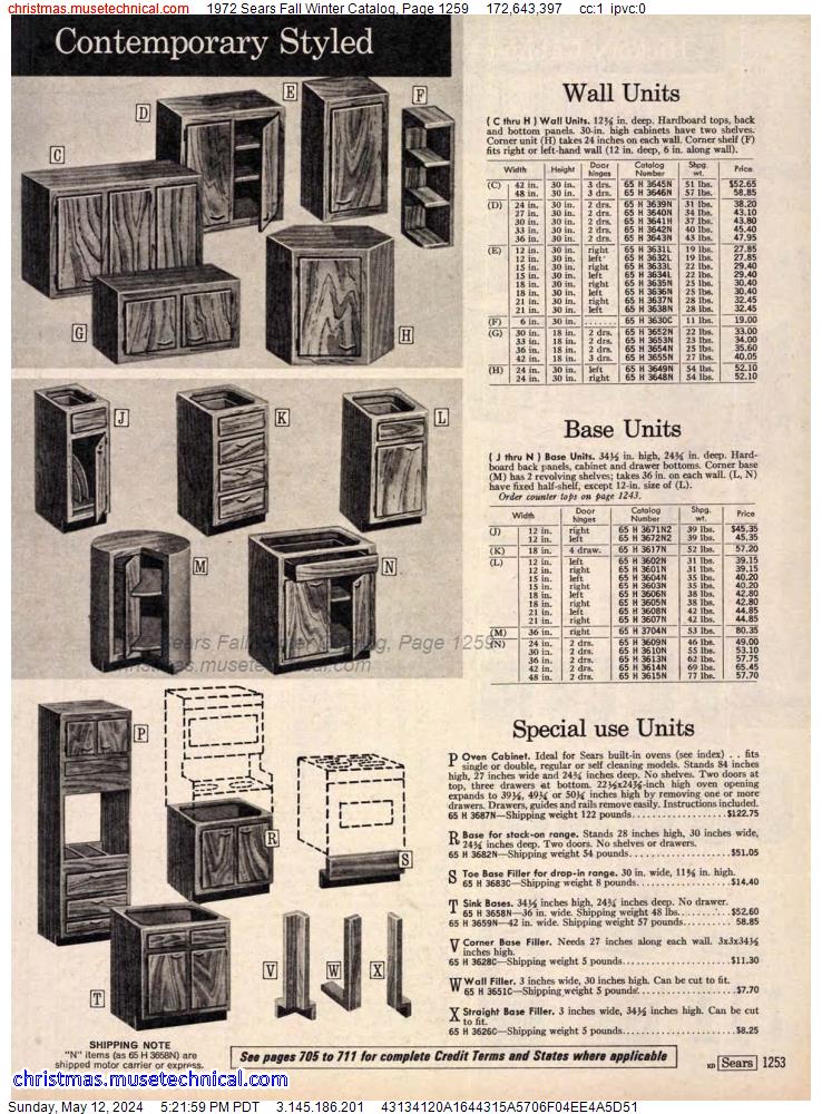 1972 Sears Fall Winter Catalog, Page 1259