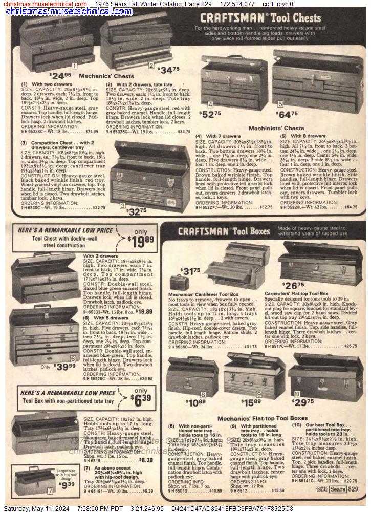 1976 Sears Fall Winter Catalog, Page 829