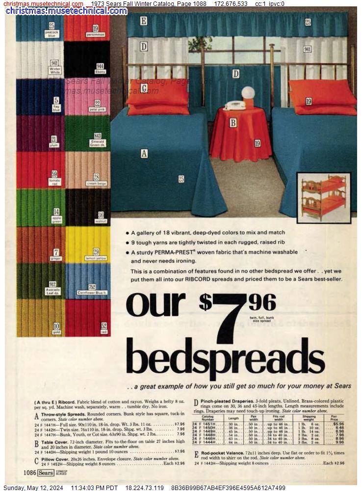 1973 Sears Fall Winter Catalog, Page 1088