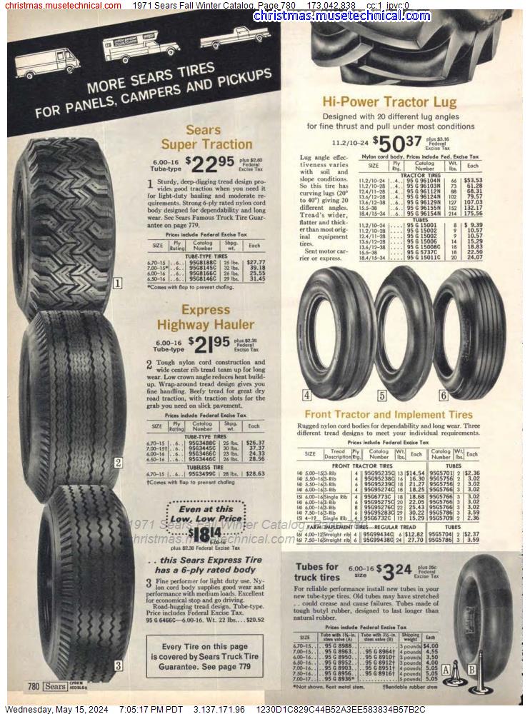 1971 Sears Fall Winter Catalog, Page 780