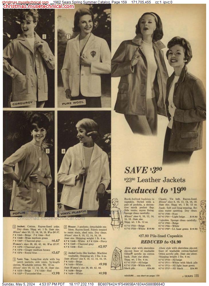 1962 Sears Spring Summer Catalog, Page 159