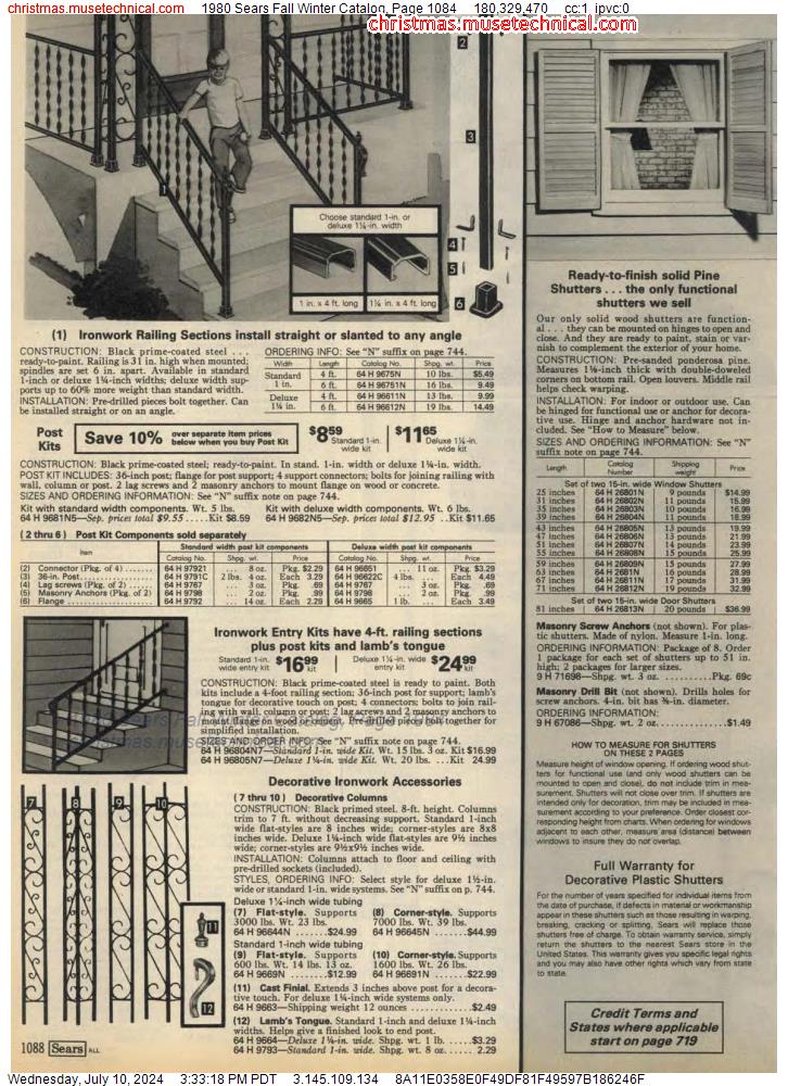 1980 Sears Fall Winter Catalog, Page 1084