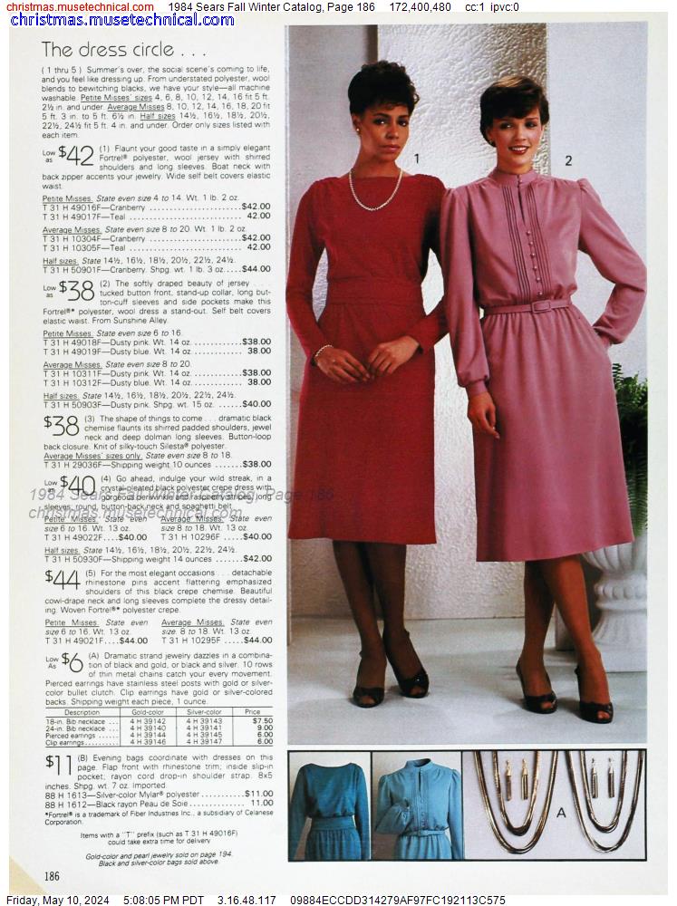 1984 Sears Fall Winter Catalog, Page 186