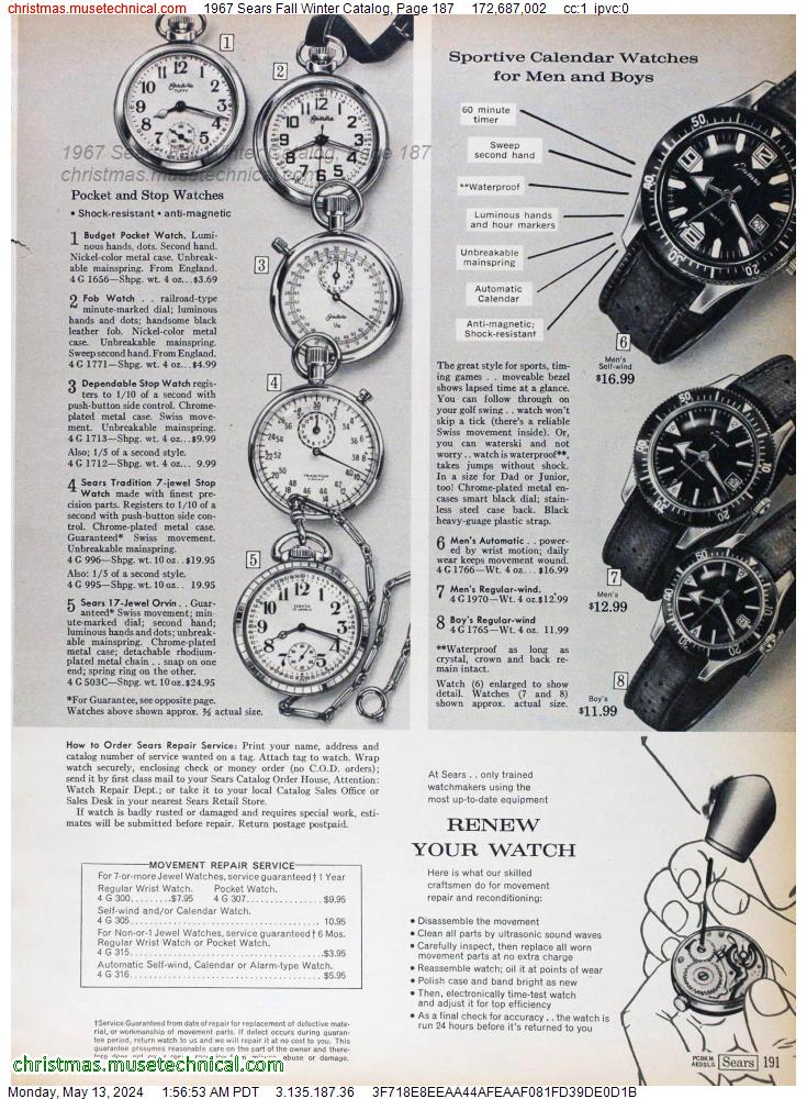 1967 Sears Fall Winter Catalog, Page 187