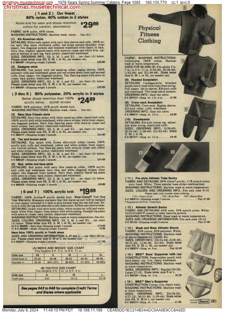 1976 Sears Spring Summer Catalog, Page 1085
