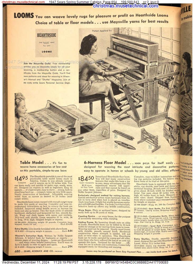 1947 Sears Spring Summer Catalog, Page 654