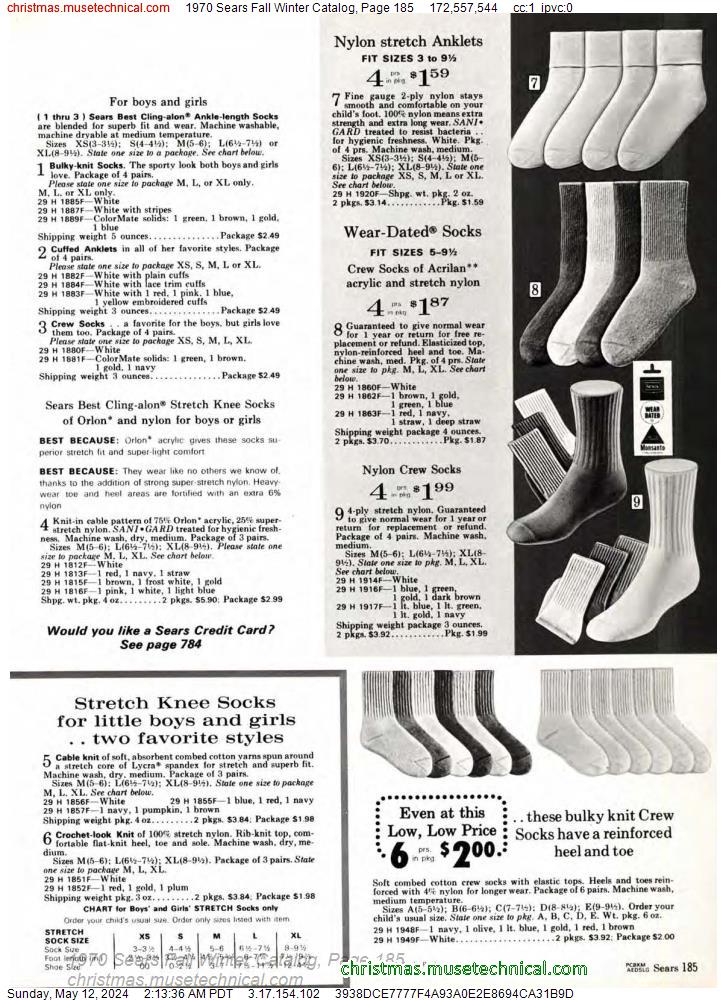 1970 Sears Fall Winter Catalog, Page 185