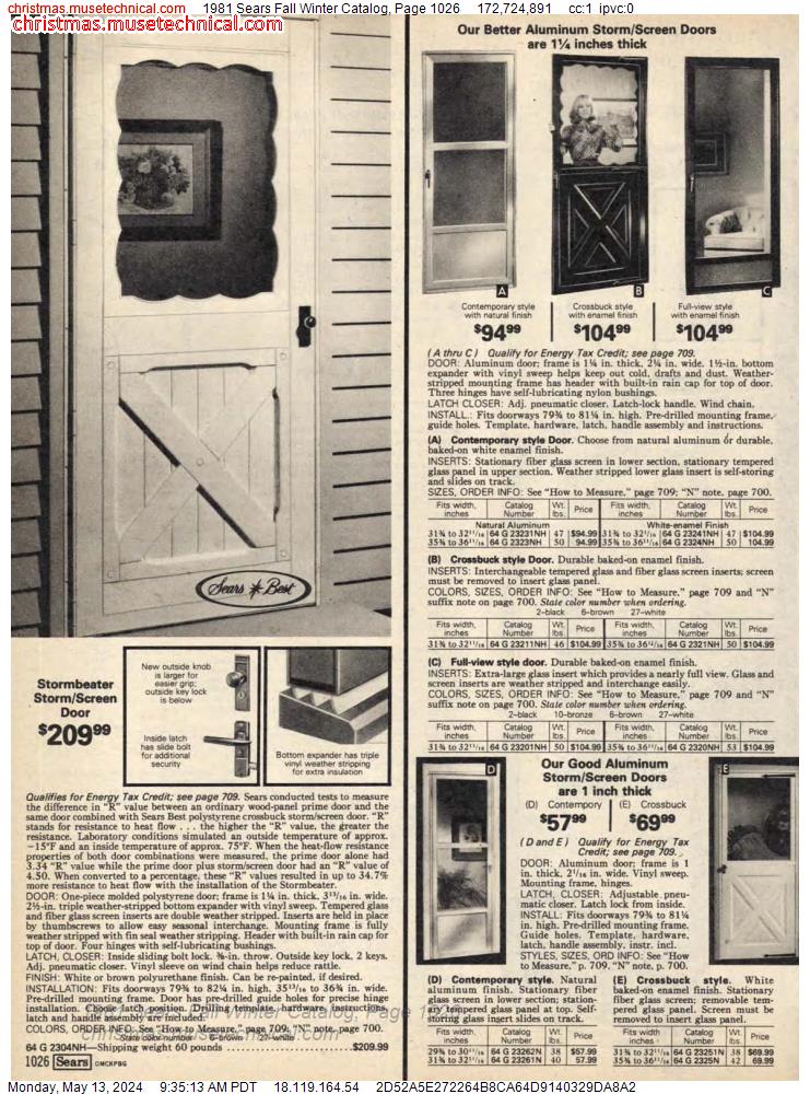 1981 Sears Fall Winter Catalog, Page 1026