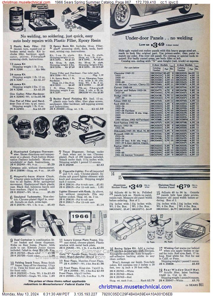 1966 Sears Spring Summer Catalog, Page 867