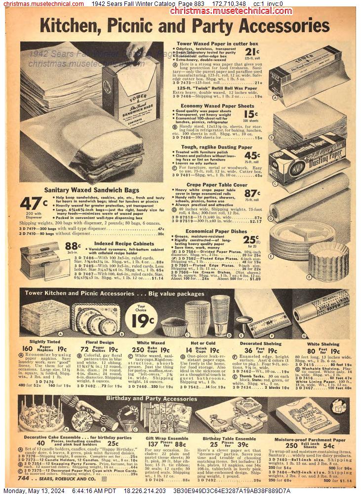 1942 Sears Fall Winter Catalog, Page 883