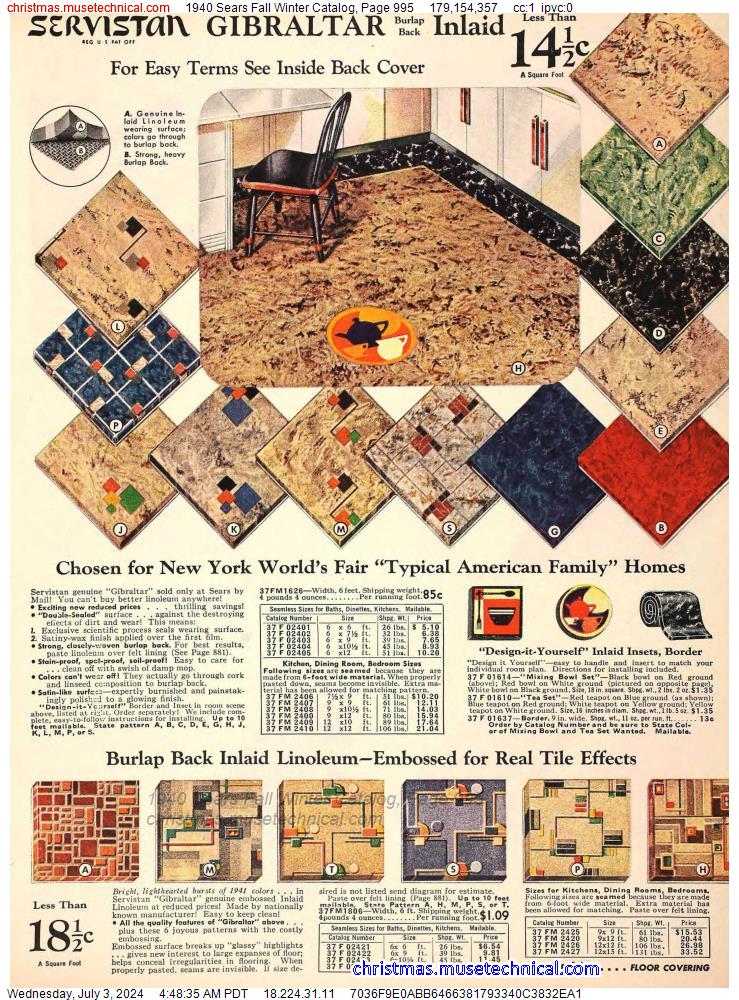 1940 Sears Fall Winter Catalog, Page 995