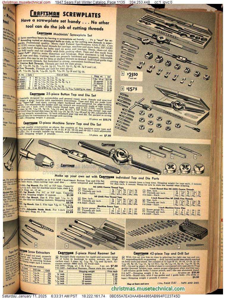 1947 Sears Fall Winter Catalog, Page 1135