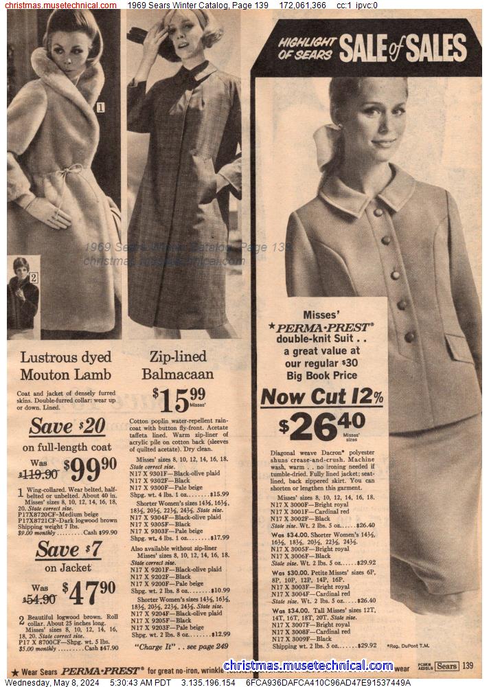 1969 Sears Winter Catalog, Page 139
