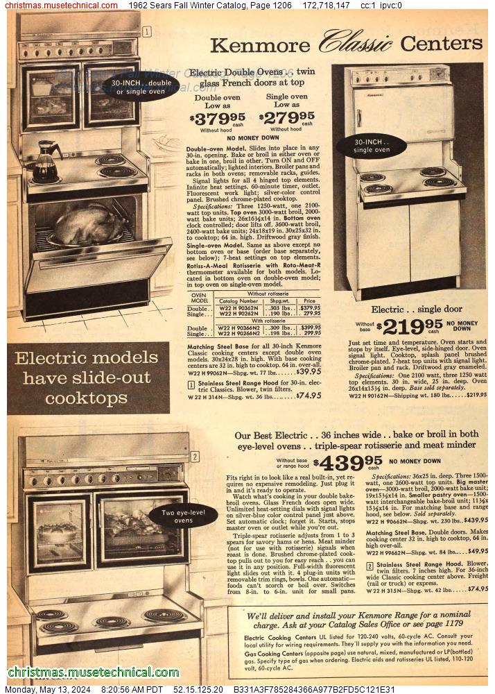 1962 Sears Fall Winter Catalog, Page 1206