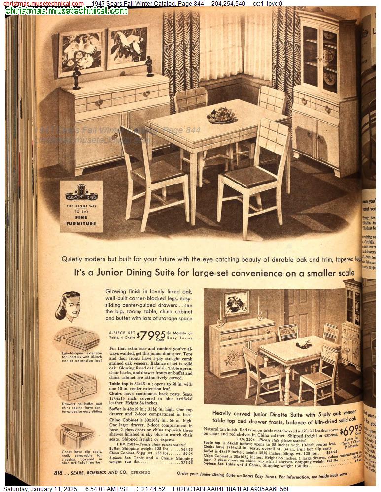 1947 Sears Fall Winter Catalog, Page 844