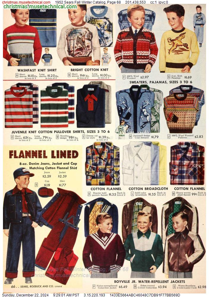 1952 Sears Fall Winter Catalog, Page 68