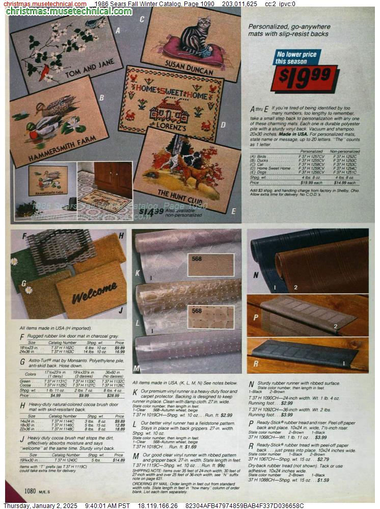 1986 Sears Fall Winter Catalog, Page 1090