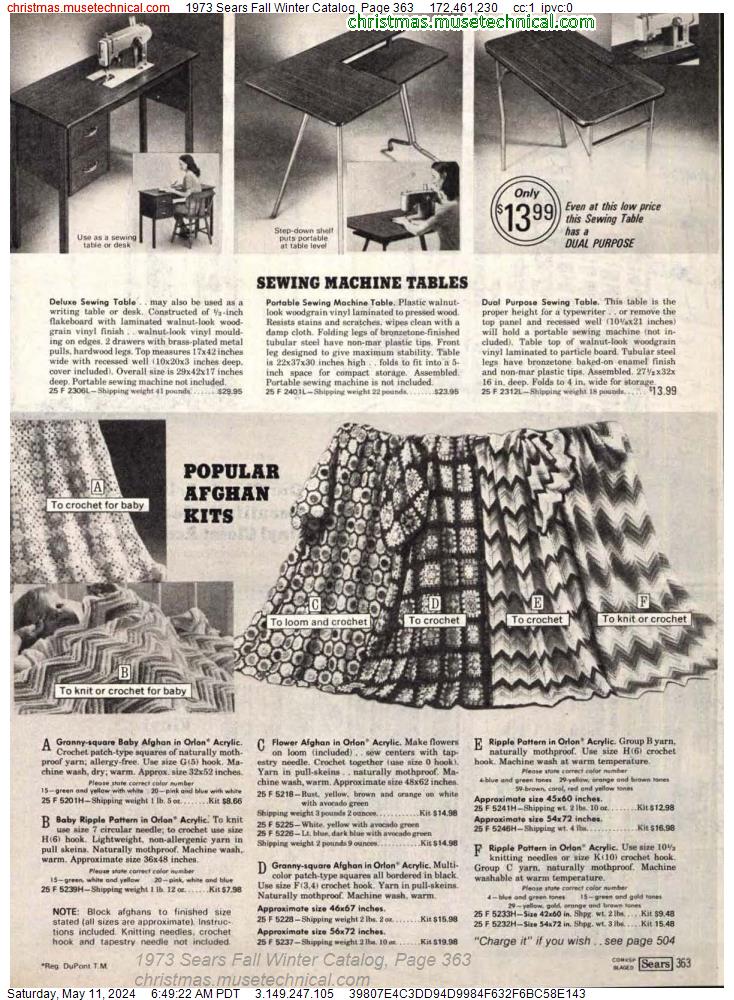 1973 Sears Fall Winter Catalog, Page 363