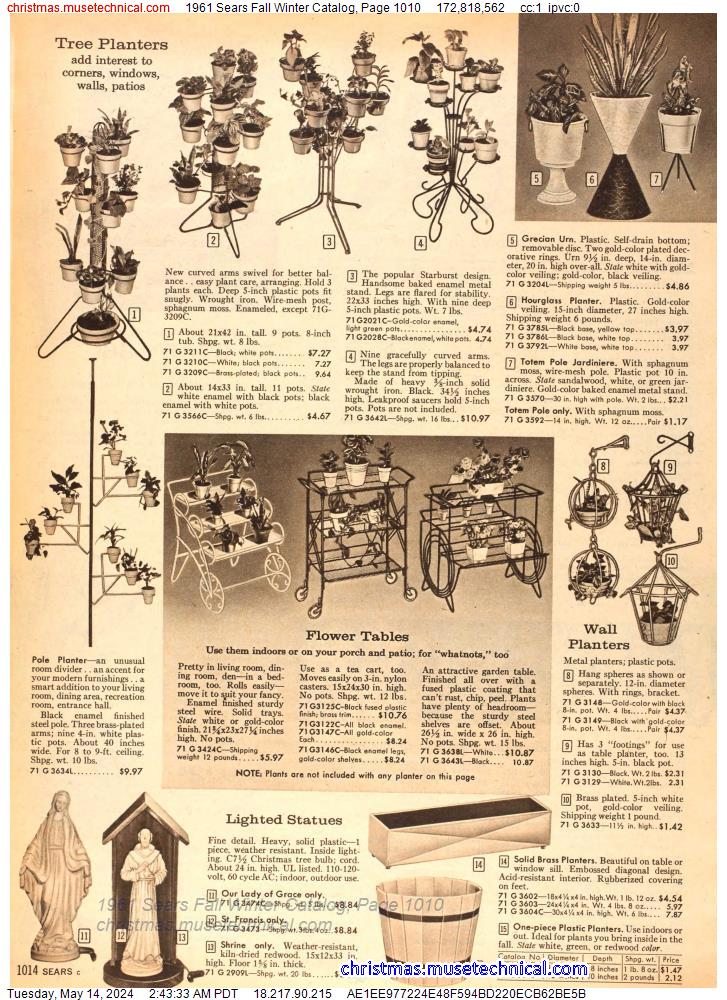1961 Sears Fall Winter Catalog, Page 1010