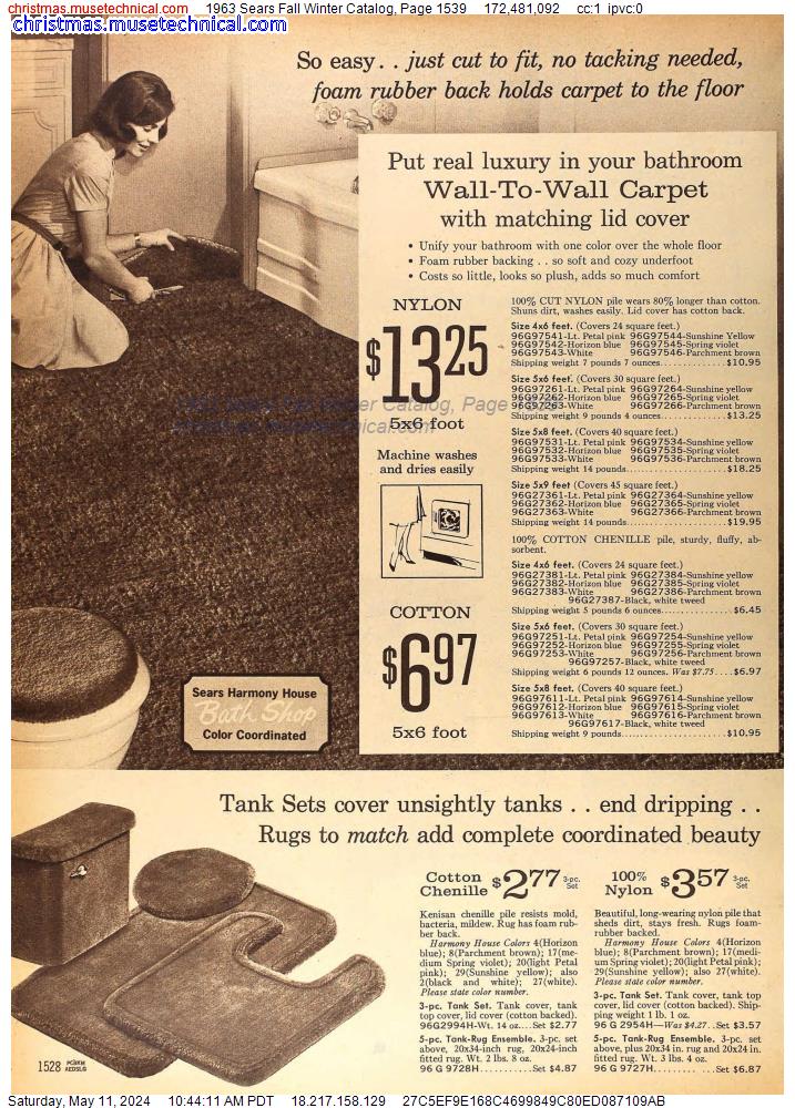 1963 Sears Fall Winter Catalog, Page 1539