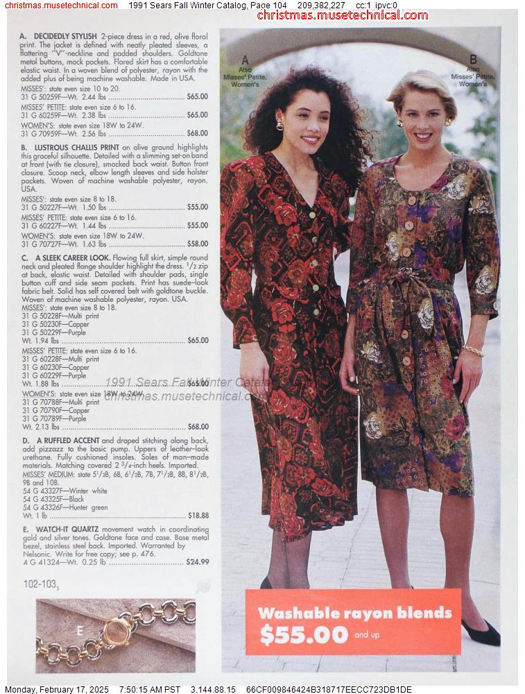 1991 Sears Fall Winter Catalog, Page 104