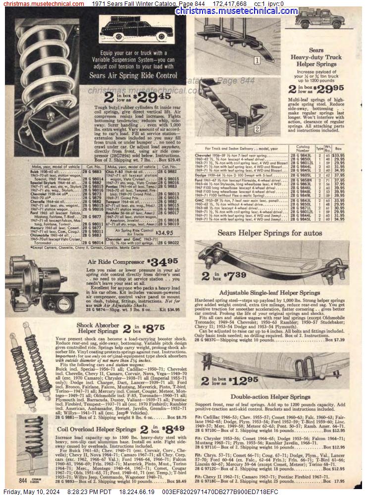 1971 Sears Fall Winter Catalog, Page 844