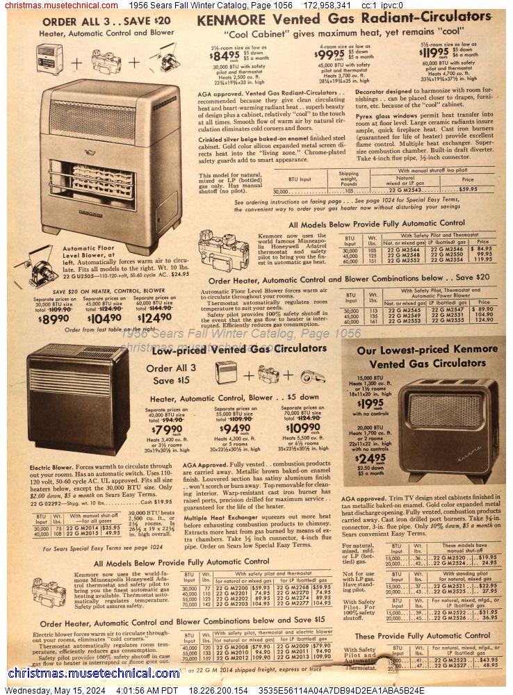 1956 Sears Fall Winter Catalog, Page 1056