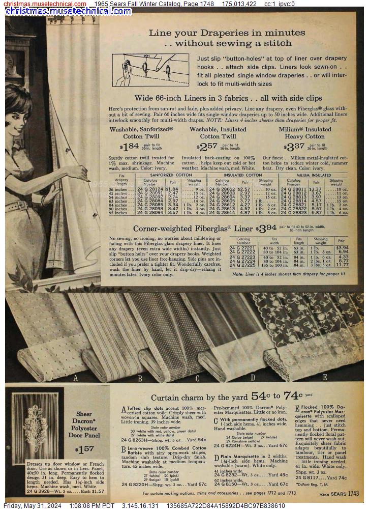 1965 Sears Fall Winter Catalog, Page 1748