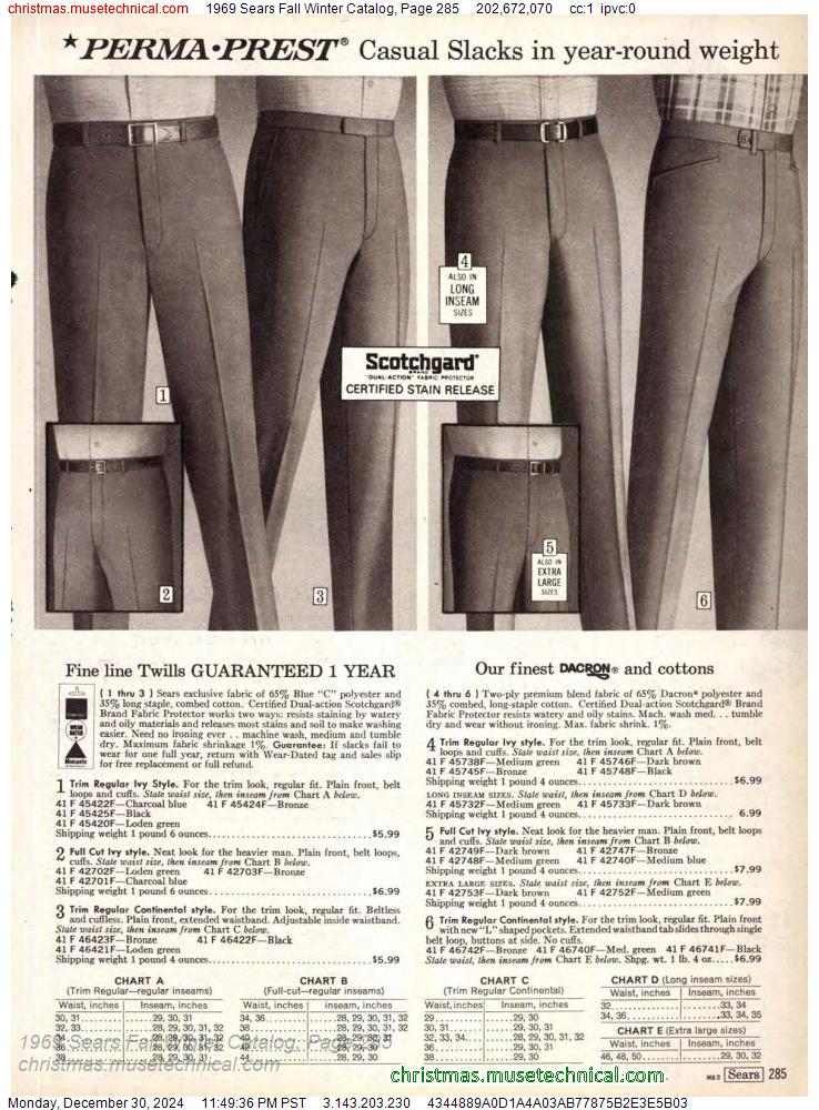 1969 Sears Fall Winter Catalog, Page 285