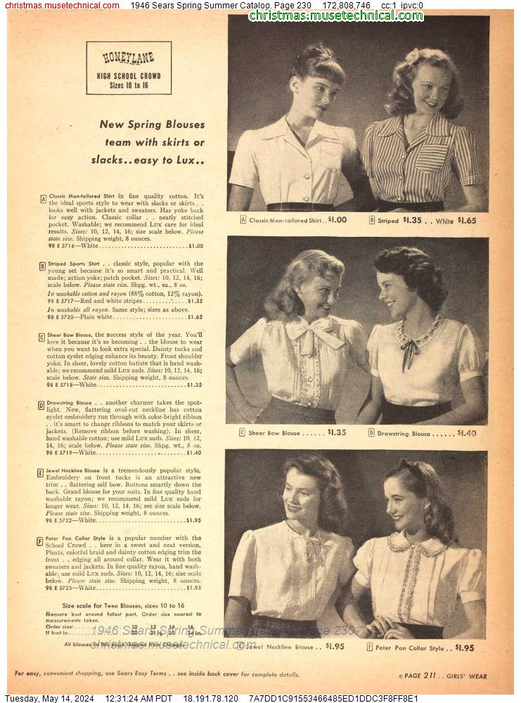 1946 Sears Spring Summer Catalog, Page 230