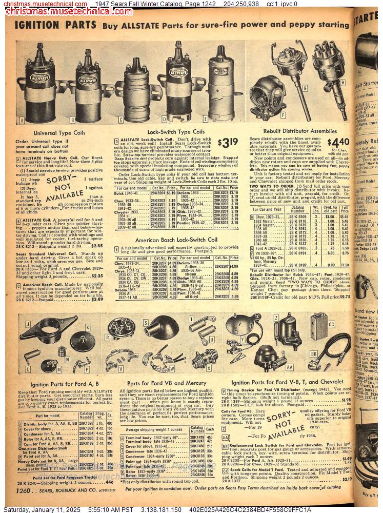 1947 Sears Fall Winter Catalog, Page 1242