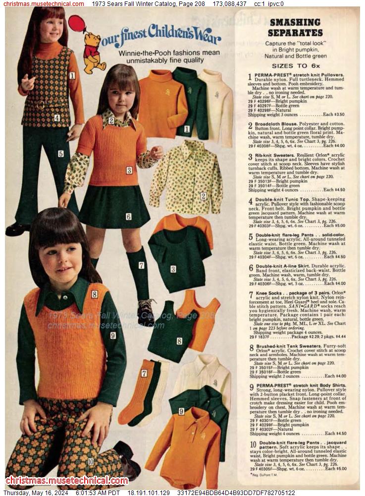 1973 Sears Fall Winter Catalog, Page 208