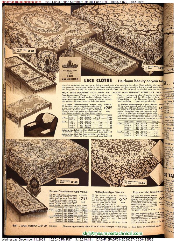 1948 Sears Spring Summer Catalog, Page 820