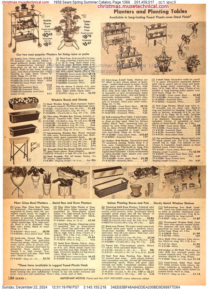 1958 Sears Spring Summer Catalog, Page 1369