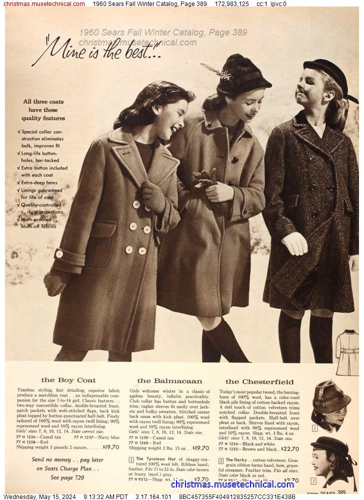 1960 Sears Fall Winter Catalog, Page 389