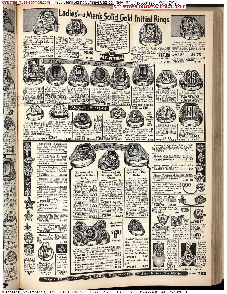 1930 Sears Spring Summer Catalog, Page 797